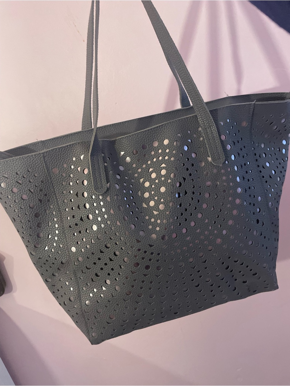 Perforated Black Tote Bag - Versatile Everyday Carry